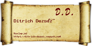 Ditrich Dezső névjegykártya